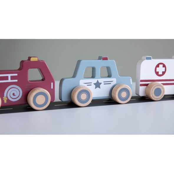 LITTLE DUTCH ZÁCHRANÁŘSKÁ SADA AUTÍČEK DŘEVĚNÁ 3 KS - AUTÍČKA A JEZDÍCÍ - PRO DĚTI