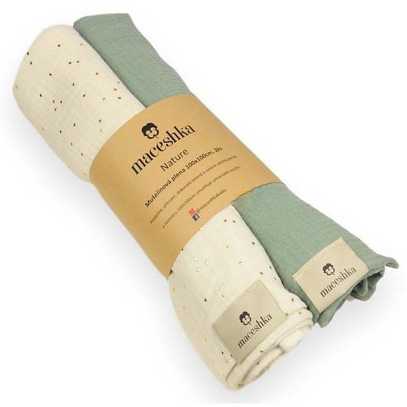 MACESHKA MUŠELÍNOVÁ PLENA NATURE 2KS - ZAVINOVACÍ PLENY / OSUŠKY VELKÉ - PŘEBALOVÁNÍ
