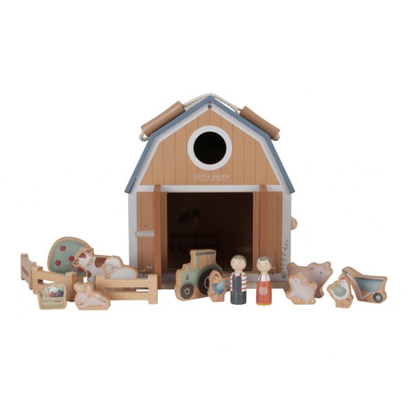 LITTLE DUTCH DOMEČEK PRO PANENKY DŘEVĚNÝ PŘENOSNÝ FARMA - DOMEČKY PRO PANENKY - PRO DĚTI