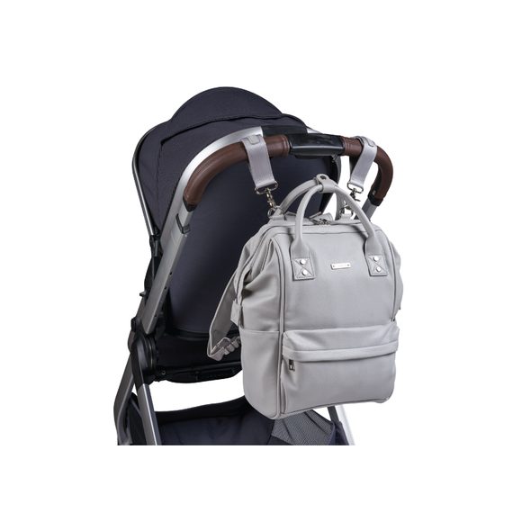 BABABING MANI PŘEBALOVACÍ TAŠKA/BATOH, DOVE GREY LEATHERETTE - PŘEBALOVACÍ TAŠKY - KOČÁRKY A PŘÍSLUŠENSTVÍ