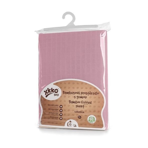 KIKKO BAMBUSOVÉ PROSTĚRADLO S GUMOU XKKO BMB 120X60 BABY PINK - PROSTĚRADLA - SPINKÁNÍ