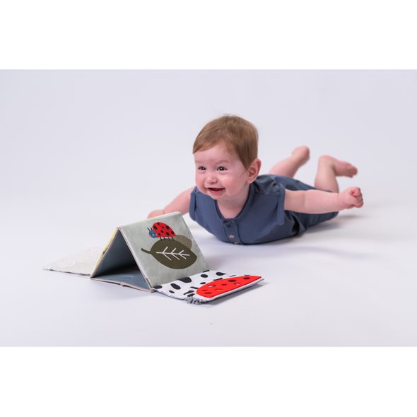 TAF TOYS KNÍŽKA PRO HRU NA BŘÍŠKU SENSORY BOOK - KNÍŽKY PRO NEJMENŠÍ - PRO DĚTI