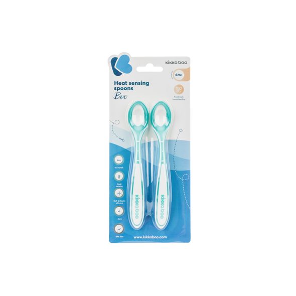 KIKKABOO LŽIČKY S TEPELNÝM SENZOREM 2 KS BOO MINT - LŽIČKY A PŘÍBORY - KRMENÍ