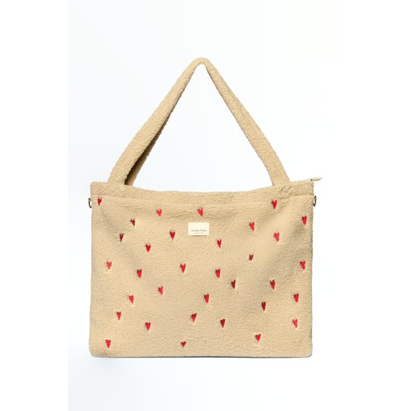 STUDIO NOOS TEDDY HEARTS PŘEBALOVACÍ TAŠKA ECRU HEARTS - PŘEBALOVACÍ TAŠKY - KOČÁRKY A PŘÍSLUŠENSTVÍ
