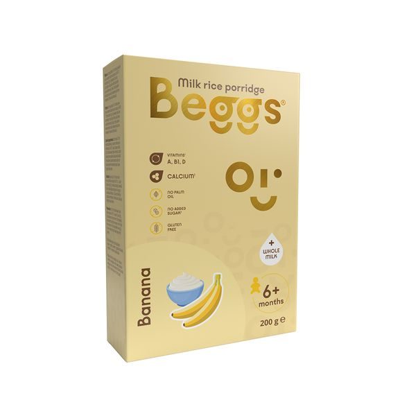 BEGGS MLÉČNÁ RÝŽOVÁ KAŠE BANÁNOVÁ 200G - KAŠE - KRMENÍ