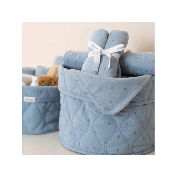 LITTLE DUTCH KOŠÍK TEXTILNÍ OBOUSTRANNÝ VELKÝ PURE DENIM BLUE - DEKORACE A POLIČKY - SPINKÁNÍ