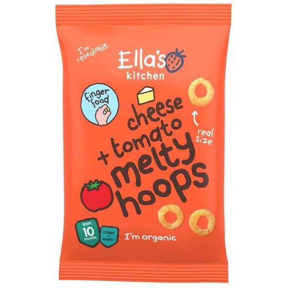 ELLA'S KITCHEN BIO KŘUPAVÉ KROUŽKY SE SÝREM A RAJČATY (20 G) - EXPIRACE 10.11.2026 - TYČINKY/SUŠENKY - KRMENÍ