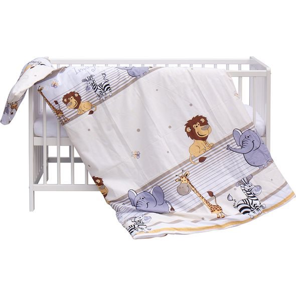 SCARLETT DĚTSKÁ POSTÝLKA S KOMPLETNÍ VÝBAVOU SCARLETT ZOO 120 X 60 CM - BÉŽOVÁ - DŘEVĚNÉ POSTÝLKY - SPINKÁNÍ