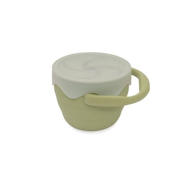 INTERBABY SKLÁDACÍ SILIKONOVÝ HRNEK NA SVAČINKU - ZELENÝ - DĚTSKÉ HRNEČKY - KRMENÍ