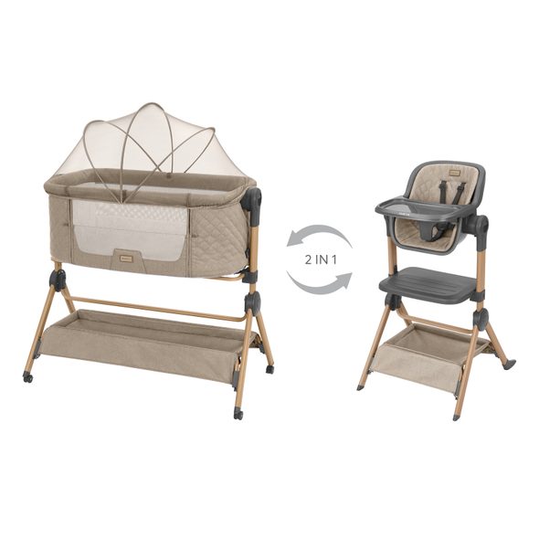 KIKKABOO POSTÝLKA A ŽIDLIČKA 2V1 SLEAT ME BEIGE - K RODIČOVSKÉ POSTELI - SPINKÁNÍ