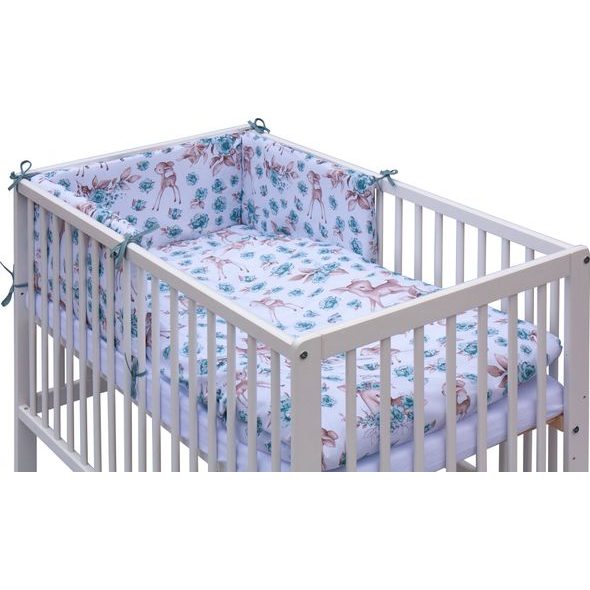 SCARLETT POSTÝLKA 120X60CM S KOMPLETNÍ VÝBAVOU SRNEČEK TYRKYSOVÁ - DŘEVĚNÉ POSTÝLKY - SPINKÁNÍ