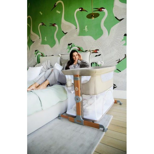 MOMI POSTÝLKA SMART BED 4V1 SVĚTLE ŠEDÁ - K RODIČOVSKÉ POSTELI - SPINKÁNÍ