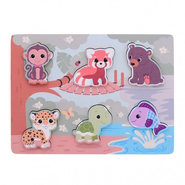 JOUÉCO THE WILDIES FAMILY DŘEVĚNÉ PUZZLE FEEL & TOUCH - PUZZLE - PRO DĚTI