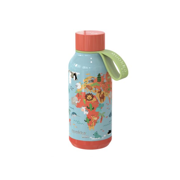 QUOKKA NEREZOVÁ TERMOLÁHEV SOLID KIDS S POUTKEM MAP OF LIFE 330 ML - TERMOOBALY A TERMOSKY - KRMENÍ