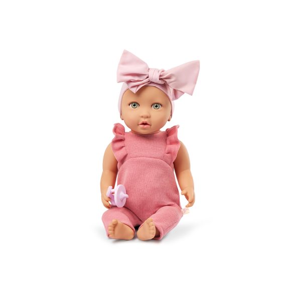 LULLA BABY PANENKA 35 CM V OVERALU S ČELENKOU PINK - PANENKY - PRO DĚTI