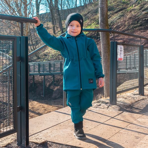 ESITO ROSTOUCÍ SOFTSHELLOVÉ KALHOTY SPORT PETROL - 86 / PETROLEJOVÁ - KALHOTKY A TEPLÁČKY - PRO DĚTI