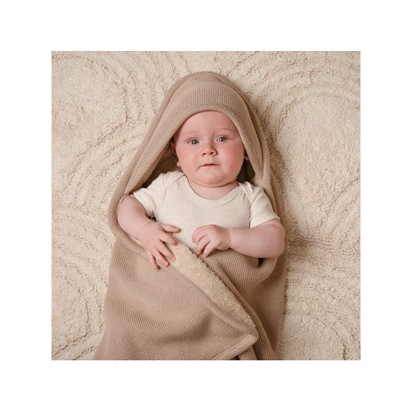 LITTLE DUTCH DEKA ZAVINOVACÍ PLETENÁ 75X75CM BEIGE - DĚTSKÉ DEKY PRO MIMINKA - SPINKÁNÍ