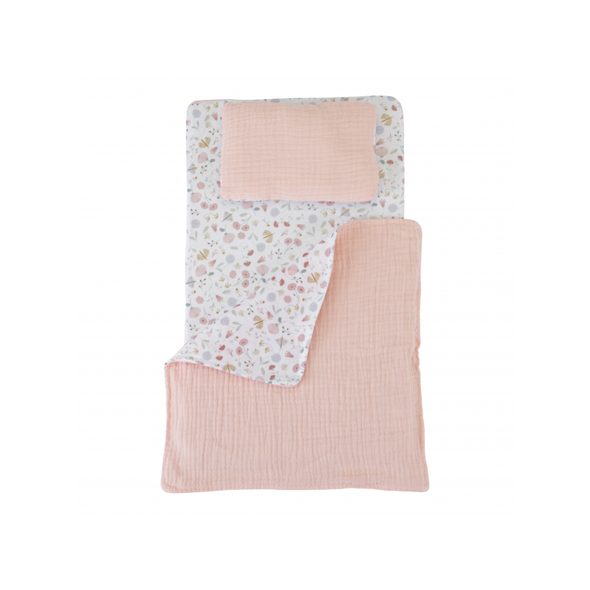 LITTLE DUTCH POSTÝLKA PRO PANENKY DŘEVĚNÁ S PEŘINKOU KVĚTINY A MOTÝLI - DOPLŇKY PRO PANENKY - PRO DĚTI