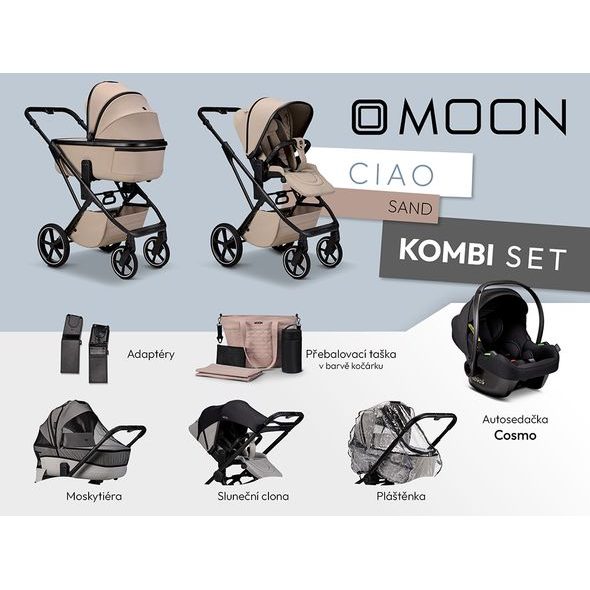 MOON CIAO KOMBI SET - SAND - KOMBINACE S PŘÍSLUŠENSTVÍM - KOČÁRKY A PŘÍSLUŠENSTVÍ