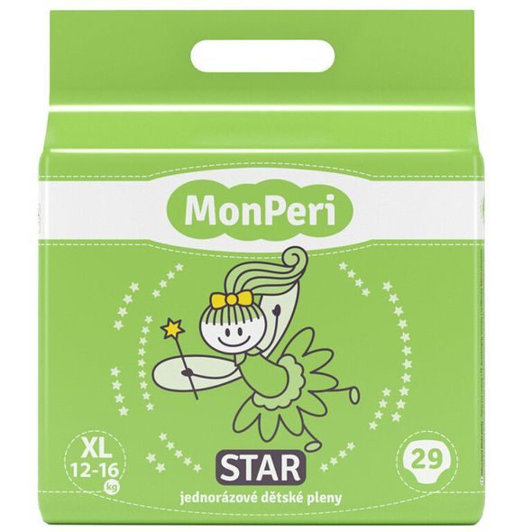 MONPERI STAR XL 12-16KG (29KS) HYPOALERGENNÍ JEDNORÁZOVÉ DĚTSKÉ PLENY VEL.5 - JEDNORÁZOVÉ PLENY - PŘEBALOVÁNÍ