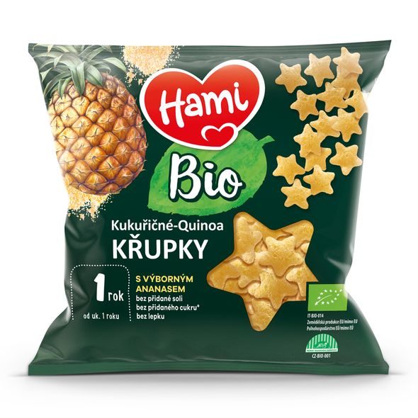 HAMI BIO KUKUŘIČNÉ-QUINOA KŘUPKY ANANAS 20G - TYČINKY/SUŠENKY - KRMENÍ