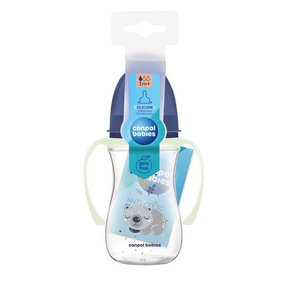 CANPOL BABIES ANTIKOLIKOVÁ LAHEV EASYSTART SLEEPY KOALA 240ML MODRÁ - KOJENECKÉ LAHVE - KRMENÍ