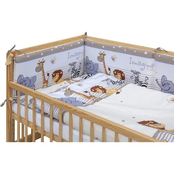 SCARLETT DĚTSKÁ POSTÝLKA S KOMPLETNÍ VÝBAVOU ZOO 120 X 60 CM BÉŽOVÁ - DŘEVĚNÉ POSTÝLKY - SPINKÁNÍ