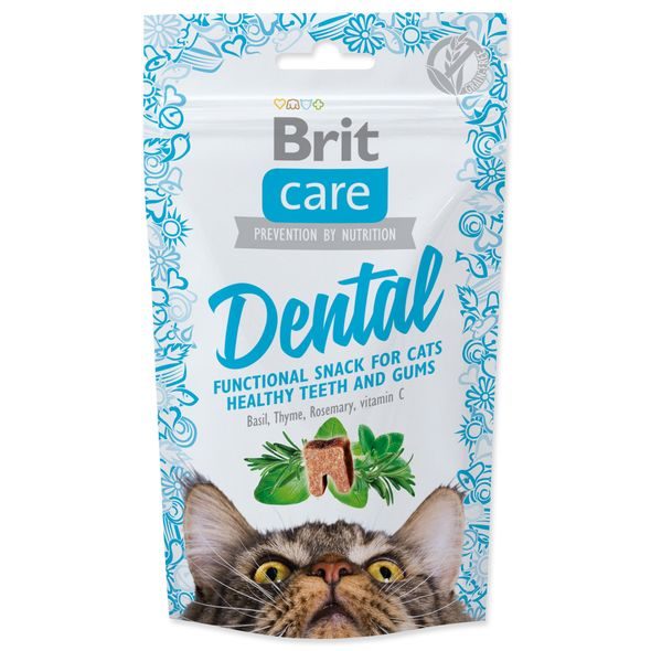 BRIT CARE CAT SNACK DENTAL 50G - SUŠENÉ MASO PRO KOČKY - CHOVATELSKÉ POTŘEBY MALVÍKZOO