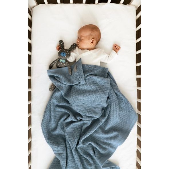 VINTER & BLOOM DEKA SOFT GRID ORGANIC DIM BLUE - DĚTSKÉ DEKY PRO MIMINKA - SPINKÁNÍ