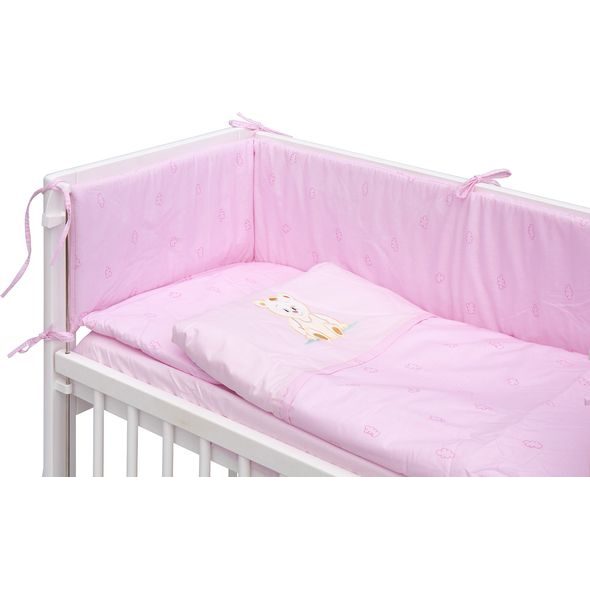 SCARLETT DĚTSKÁ POSTÝLKA BABY BÍLÁ S KOMPLETNÍ VÝBAVOU MÉĎA RŮŽOVÁ 90X41 CM - DŘEVĚNÉ POSTÝLKY - SPINKÁNÍ