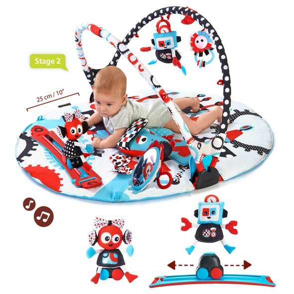 YOOKIDOO HRACÍ DEKA S HRAZDOU A JEZDÍCÍM AUTÍČKEM - ZEMĚ ROBOTŮ - HRACÍ DEKY - PRO DĚTI