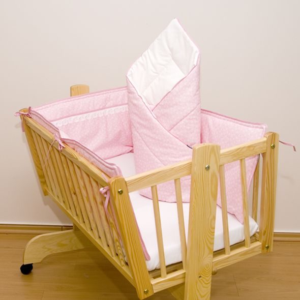 SET DO KOLÉBKY STANDART - TISK - KYTIČKA PINK - POVLEČENÍ DO POSTÝLKY - SPINKÁNÍ