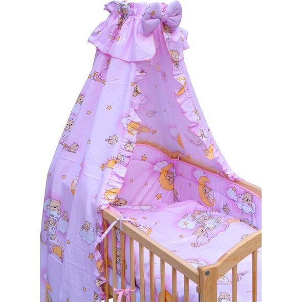 SCARLETT POSTÝLKA 120X60CM S KOMPLETNÍ VÝBAVOU SCARLETT MRÁČEK RŮŽOVÁ - DŘEVĚNÉ POSTÝLKY - SPINKÁNÍ