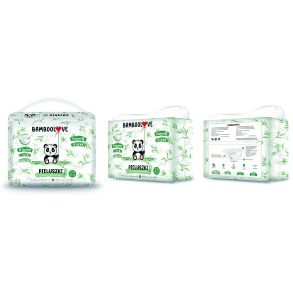 BAMBOOLOVE PLENY JEDNORÁZOVÉ BAMBUS VEL. S 3-8 KG 25 KS - JEDNORÁZOVÉ PLENY - PŘEBALOVÁNÍ