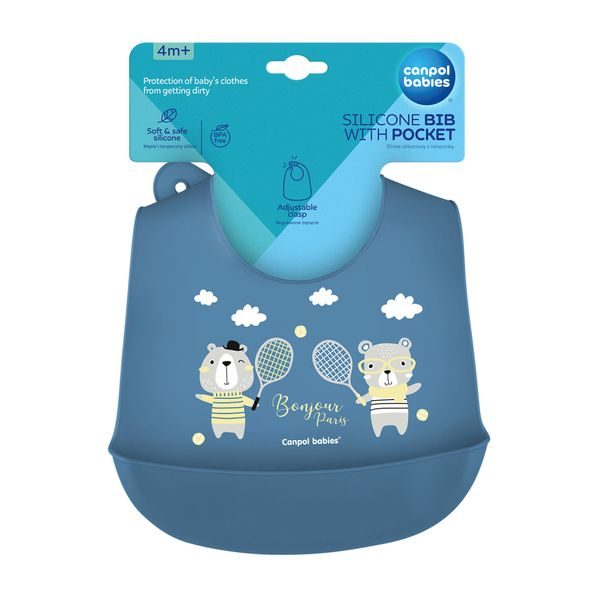 CANPOL BABIES BRYNDÁK SILIKONOVÝ S KAPSOU BONJOUR PARIS MODRÝ - BRYNDÁKY - KRMENÍ
