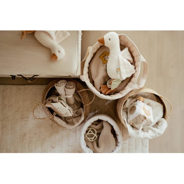 LITTLE DUTCH KOŠÍK TEXTILNÍ OBOUSTRANNÝ VELKÝ PURE SOFT BEIGE STRIPE - DEKORACE A POLIČKY - SPINKÁNÍ