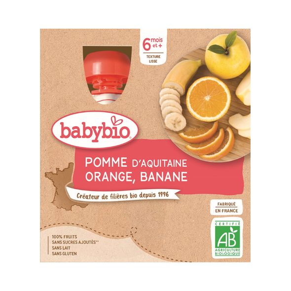 BABYBIO JABLKO POMERANČ BANÁN 4X90 G - KAPSIČKY - KRMENÍ