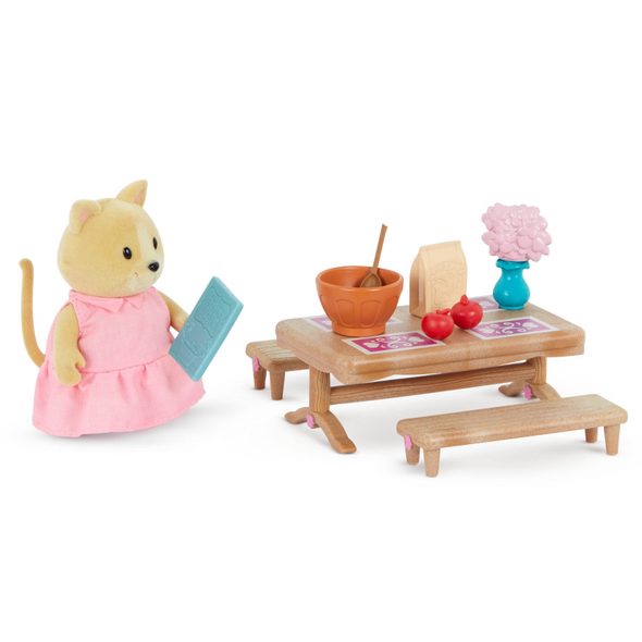 LI'L WOODZEEZ SADA NÁBYTKU DO LOŽNICE A JÍDELNY - DOPLŇKY PRO FIGURKY - PRO DĚTI