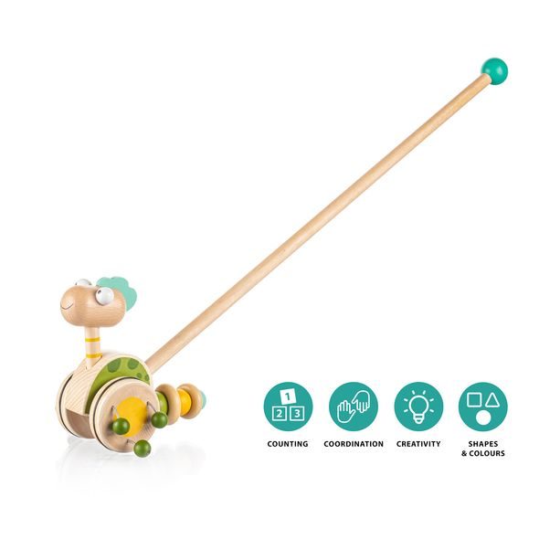 ZOPA DŘEVĚNÝ JEZDÍK DINOSAURUS - TAHACÍ A TLAČÍCÍ - PRO DĚTI