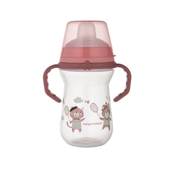 CANPOL BABIES HRNEČEK SE SILIKONOVÝM PÍTKEM FIRSTCUP BONJOUR PARIS 250ML RŮŽOVÝ - DĚTSKÉ HRNEČKY - KRMENÍ