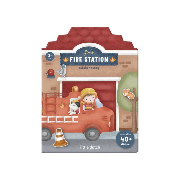 LITTLE DUTCH KNÍŽKA SE SAMOLEPKAMI HASIČSKÁ STANICE JIM - LITTLE DUTCH - PRO DĚTI