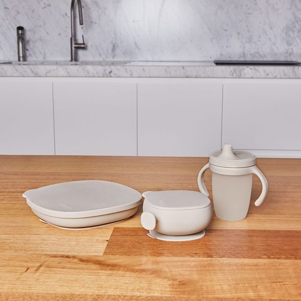 B.BOX SILIKONOVÝ DĚLENÝ TALÍŘEK S VÍČKEM A PŘÍSAVKOU - BÉŽOVÝ - MISKY, TALÍŘKY A PODLOŽKY - KRMENÍ