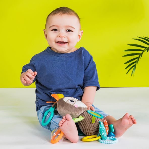 BRIGHT STARTS HRAČKA NA C KROUŽKU PLAYFUL PALS LENOCHOD 0M+ - HRAČKY K ZAVĚŠENÍ - PRO DĚTI