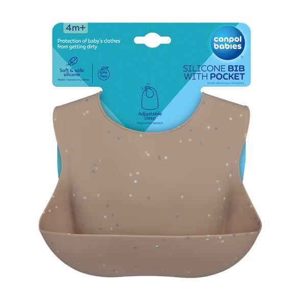CANPOL BABIES SILIKONOVÝ BRYNDÁK S KAPSOU DOTS BÉŽOVÝ - BRYNDÁKY - KRMENÍ