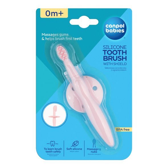 CANPOL BABIES SILIKONOVÝ ZUBNÍ KARTÁČEK/KOUSÁTKO SE ŠTÍTKEM HOLKA - ZUBNÍ KARTÁČKY A PASTY - KOUPÁNÍ A ZDRAVÍ