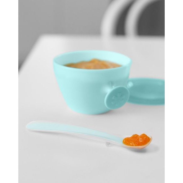 SKIP HOP SET JÍDELNÍ S HRNKEM 5 KS EASY-FEED MEALTIME SET TEAL / GREY 6M+ - VÝHODNÉ SADY - KRMENÍ