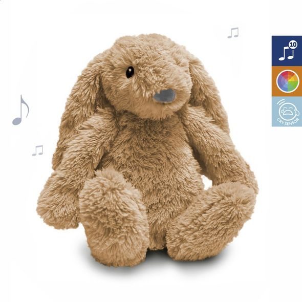 ZAZU KRÁLÍČEK RO BÉŽOVÝ - ŠUMÍCÍ ZVÍŘÁTKO S NOČNÍM SVĚTLEM A USB NABÍJENÍM - USÍNÁČCI ŠUMÍCÍ / S TLUKOTEM - PRO DĚTI