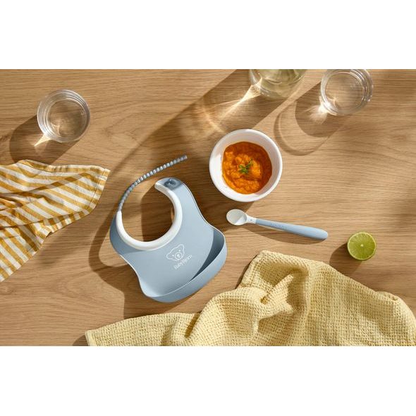 BABYBJORN BABYBJORN SET NA KRMENÍ 3 DÍLNÝ,MALÝ BRYNDÁK, MISKA A LŽIČKA, PUDROVĚ MODRÝ - VÝHODNÉ SADY - KRMENÍ