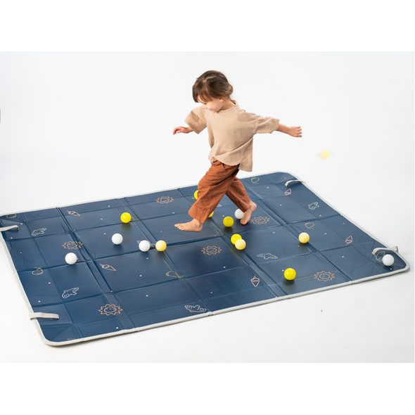 TAF TOYS HRACÍ PODLOŽKA PĚNOVÁ S MÍČKY BLUE YELLOW - HRACÍ PODLOŽKY NA ZEM - SPINKÁNÍ