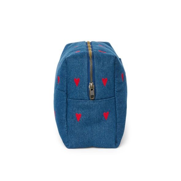 STUDIO NOOS DENIM TOILETRY - TOALETNÍ TAŠTIČKA | BLUE RED HEARTS - KOSMETICKÉ TAŠKY - PŘEBALOVÁNÍ